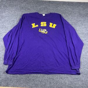 LSU Tigers Shirt Mens 4XL Purple Long Sleeve Geaux Tigers Graphic Cotton Tee